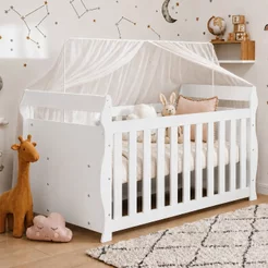 Berço 3 em 1 com Regulagem de Altura 100% MDF Star Branco Branco