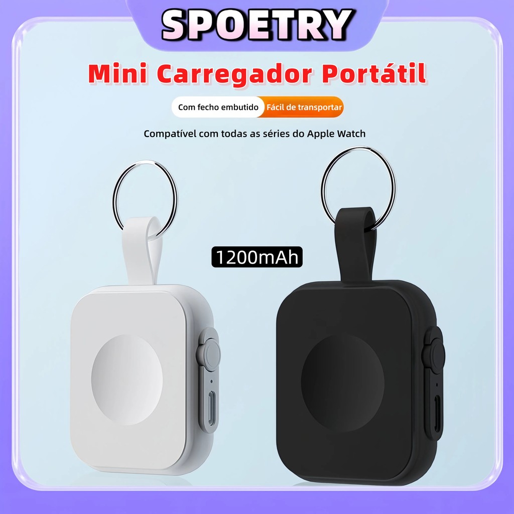 Mini Apple Watch Carregador Portátil Indução para iPhone Magsafe Apple Sem fio Bateria Carga 1350mAh