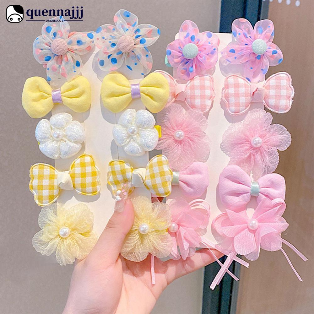 QUENNA 10 Pçs/set Bonito Crianças Grampos De Cabelo Tecido Bowknot Flor Hairpin Franja Moda Acessórios Para O Headwear E