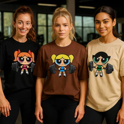 Kit 3 Camisetas Meninas Super Poderosas Academia Em Algodão