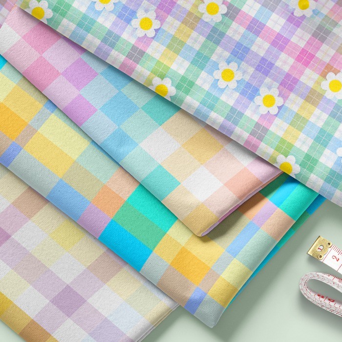 Tecido Tricoline Xadrez Colorido Candy Pastel Patchwork Artesanato Costura Alta Qualidade Resistente