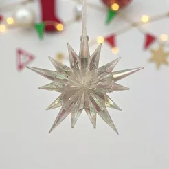 Enfeite Decorativo Para Pendurar de Natal - Estrela Natalina Cristal - 11x11cm - 1 unidade - Cromus - Rizzo