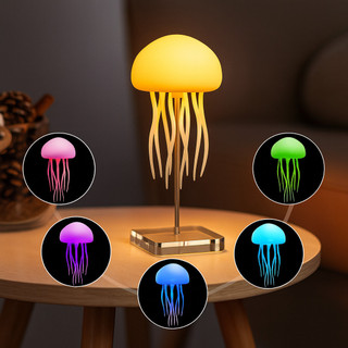Abajur De Mesa Led Para Quarto RGB Recarregável Água-Viva Controlada Por Voz Inteligente