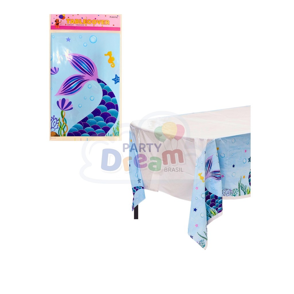 Toalha Plástica Sereia De Mesa Decorativa Festa Aniversário decoracao enfeite surpresa em Oferta na Shopee