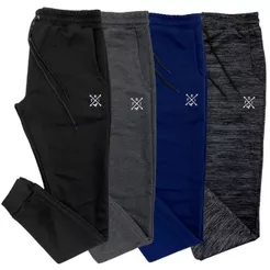 Kit 4 Calças Jogger Masculina Moletom Moletinho Slim
