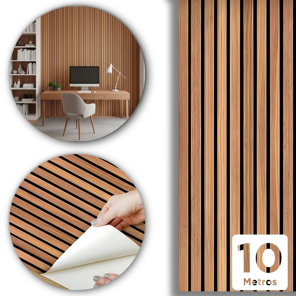 Papel De Parede Madeira Ripado Marrom 3D 10m x 45cm Lavável Impermeável Ideal Para Cozinha e Sala em Oferta na Shopee