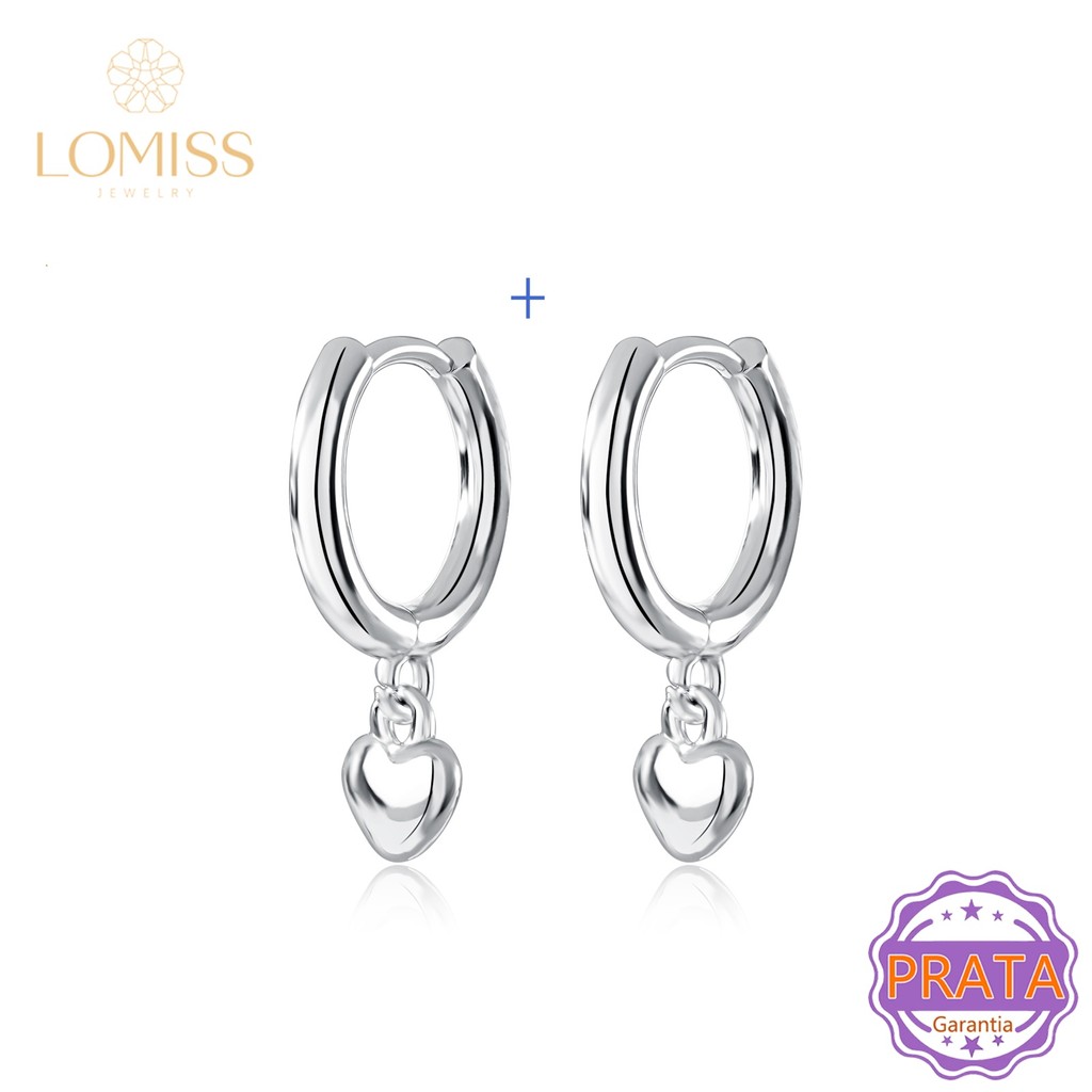 1 Par Brinco Argola Prata 925 Com Pingente Coração - Presente Romântico Feminino em Oferta na Shopee