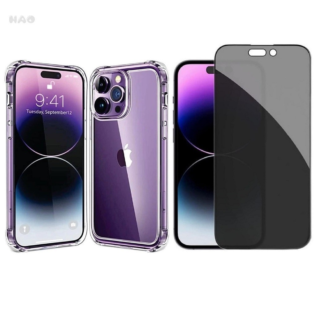Kit Película Vidro 3D Privacidade Anti Spy + Capa Capinha Transparente IPhone 7/8 Plus 11 12 13 14 15 16 17 Pro Max Air em Oferta na Shopee