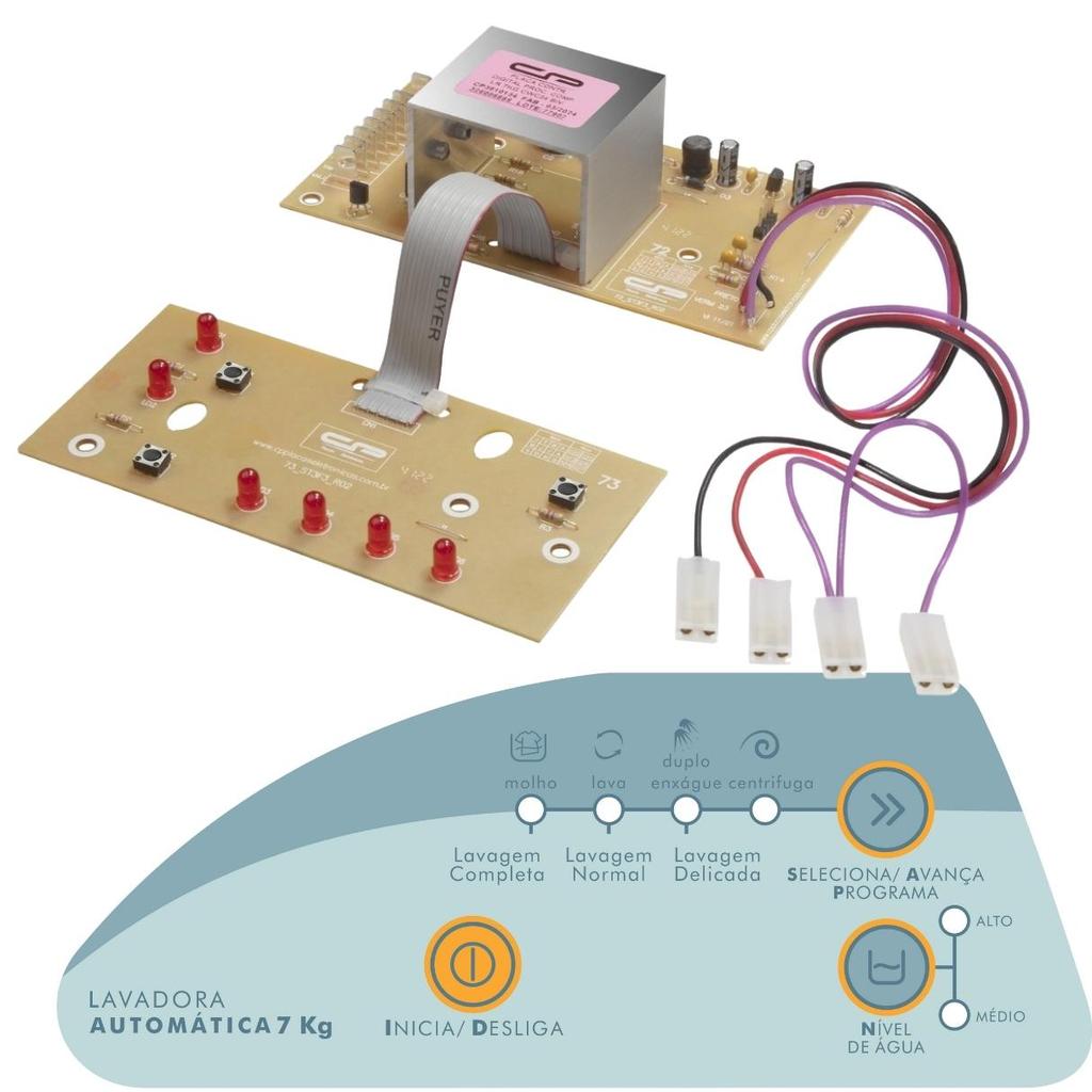 Kit Adesivo  Painel  Decorativo Placas Conjugadas Interface Potencia Para Lavadora Consul 7kg CWC24 Bivolt
