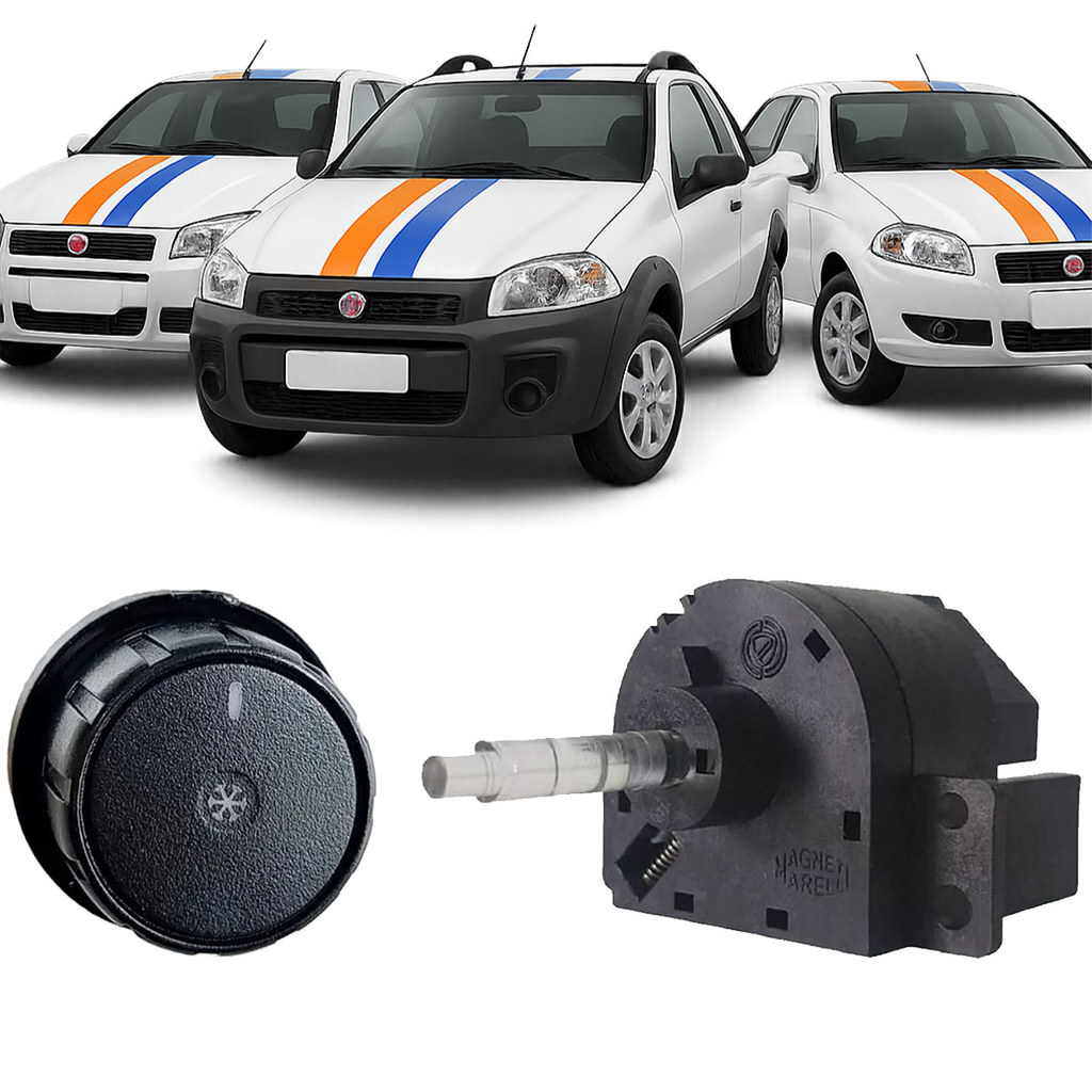 Kit Comando Ar Condicionado Fiat Palio Siena Strada Laranja Botão Ar condicionado Chave Seletora controle ventilador