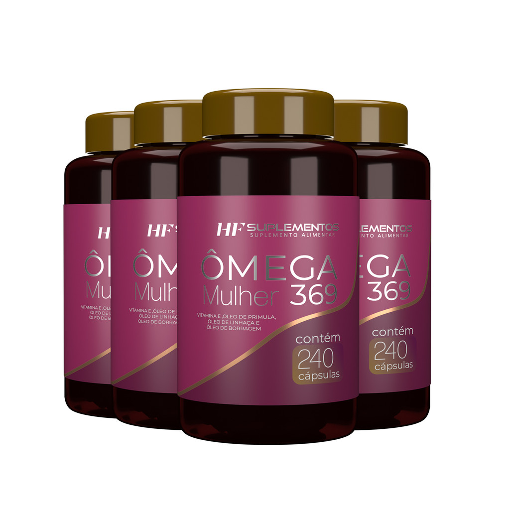 4x OMEGA 3 6 9 MULHER 240CAPS HF SUPLEMENTOS