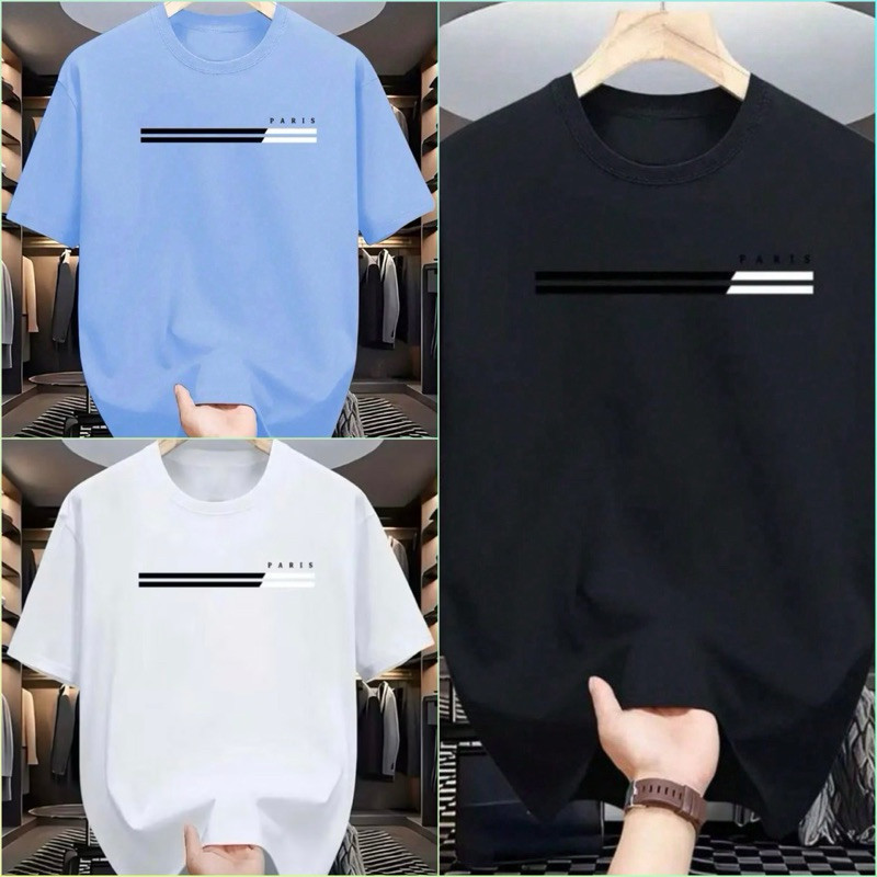 Kit 3 Camisetas Masculinas  “Paris” algodão premium 30.1 – Várias Cores - Promoção Dia Dos Pais