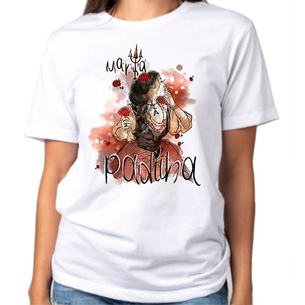 Camiseta Blusa Feminina ou Camiseta Unissex Religião Pomba Gira Maria Padilha Umbanda Envio Rapido
