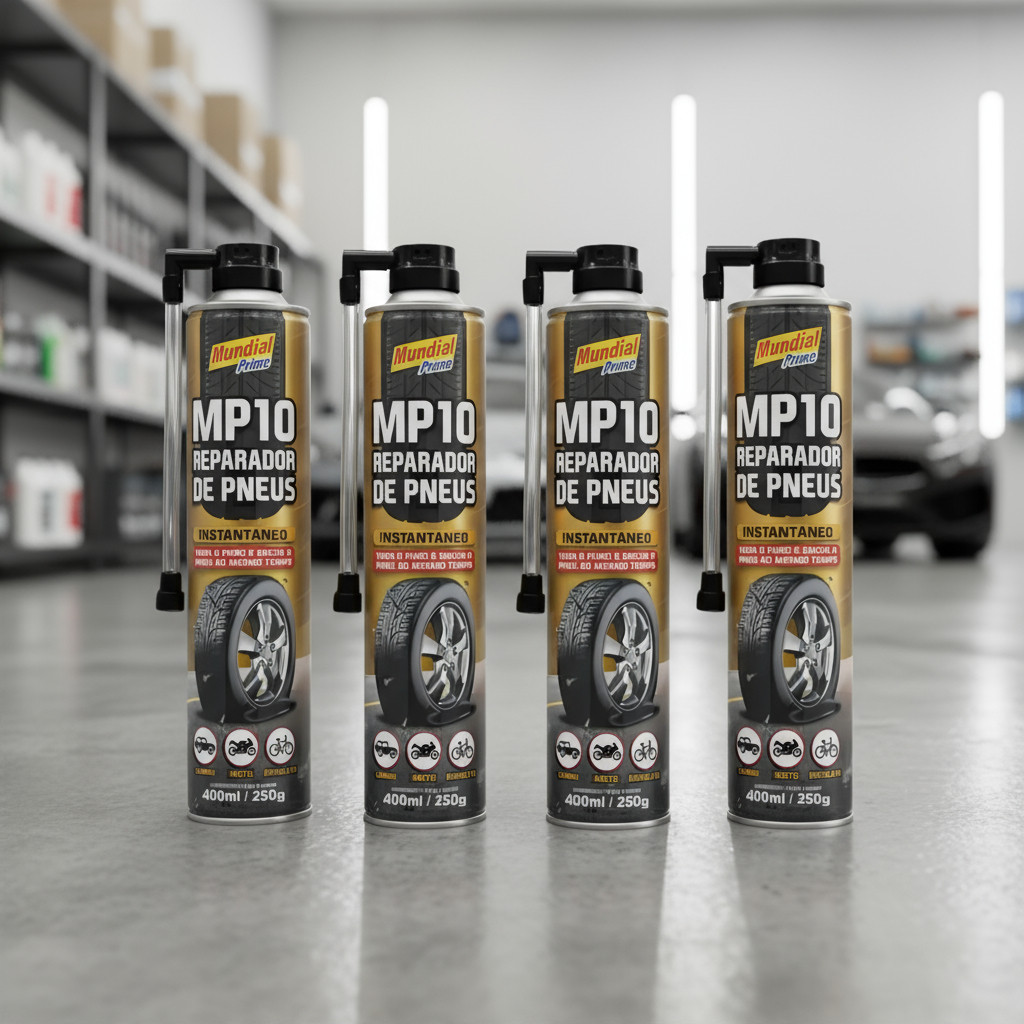Kit 4 Reparador de Pneu Furado Instantâneo 400ml – Para Carro e Moto | Enche e Veda na Hora