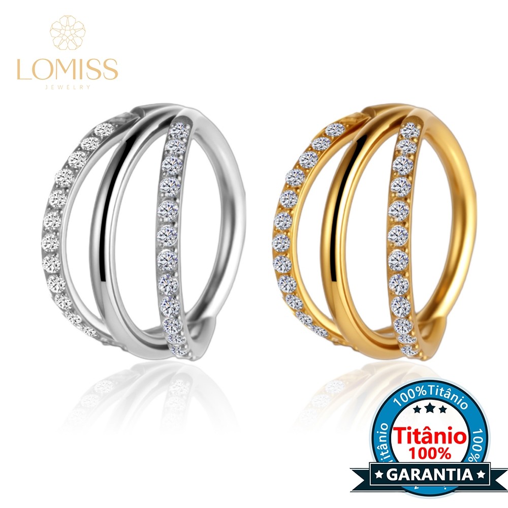 Piercing Nariz Cravejado Helix Três Fileira Titânio Segmento Fileira Cravejada Nostril Dourado Orelha Conch Daith Argola em Oferta na Shopee