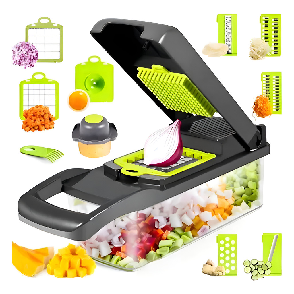 Cortador, Fatiador e Ralador Manual Multifuncional De Legumes e Alimentos (12 funções