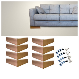 Kit 8 Cantoneiras Pé Madeira Eucalípto Pés De Sofá Moveis Poltrona 18x18x4,5 cm em Oferta na Shopee