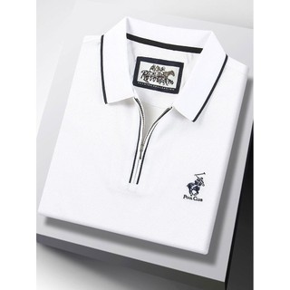Camiseta masculina genuína branca de manga curta puro algodão zíper topo Paul camiseta Casual colarinho camisa POLO prim