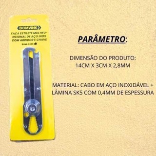 Estilete Multifuncional Profissional em Aço Inox Maciço com Trava de Segurança