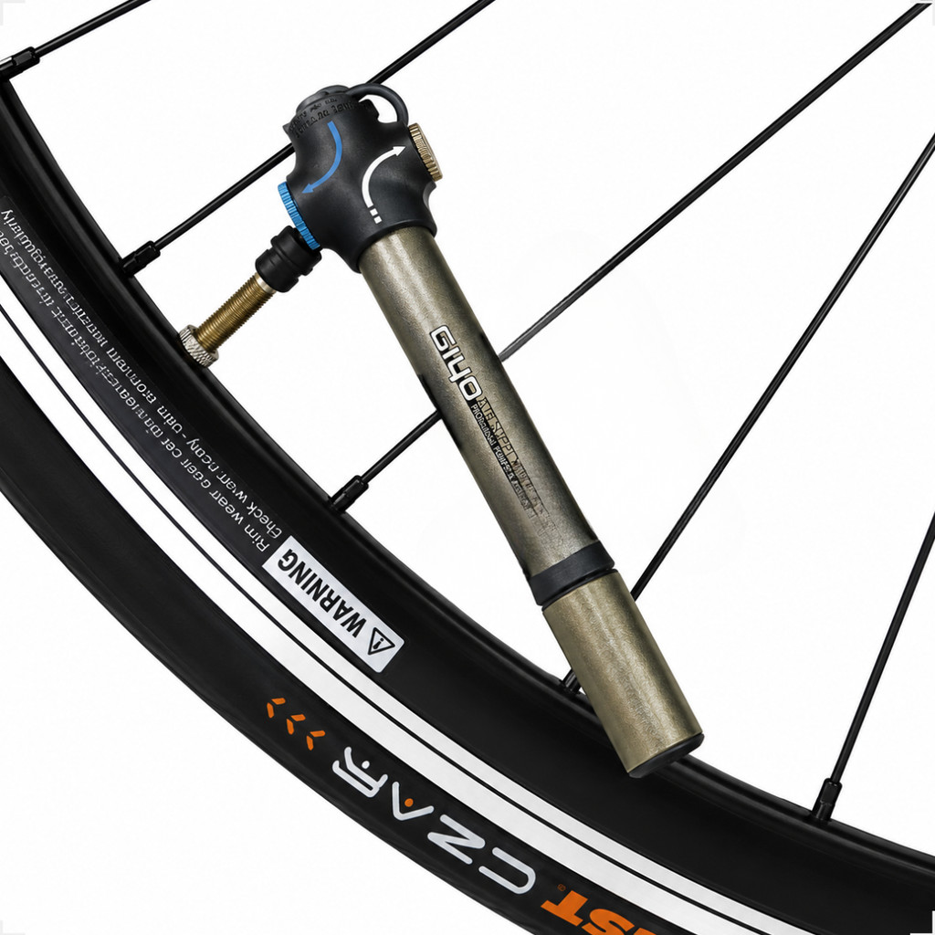 Mini Bomba de ar Encher Pneu Bicicleta Giyo Aluminio Telescopica Aplicador co2 com suporte · foto 2