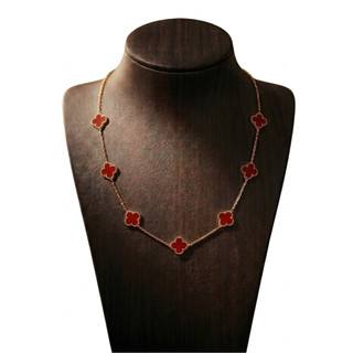 Colar Gargantilha 7 Trevos Vermelho Estilo Europeu Banhado