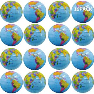 Bolas de Praia Infláveis em Lote Jumbo 16" em Forma de Globo Terrestre para Piscina, Brinquedos de Verão para Festas - J