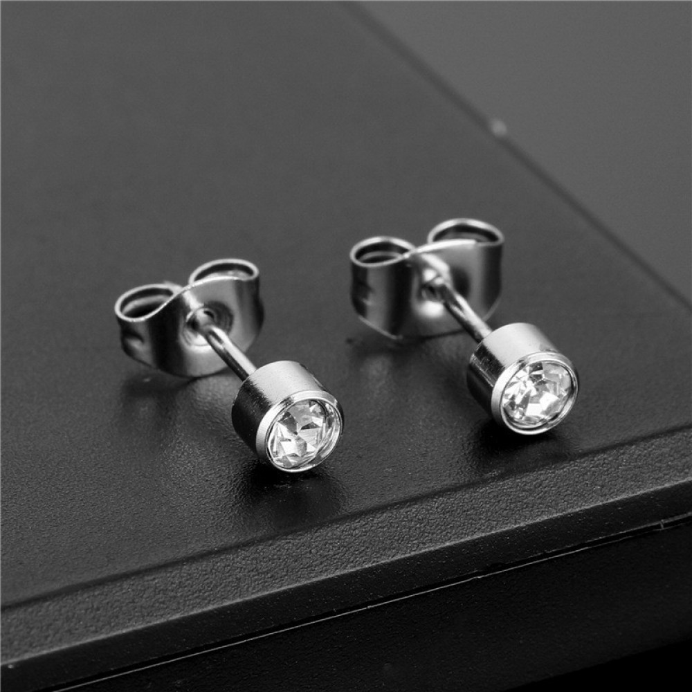 Design de alta qualidade redondo cravejado de diamantes prata All-Match masculino feminino estilo brincos exclusivos est