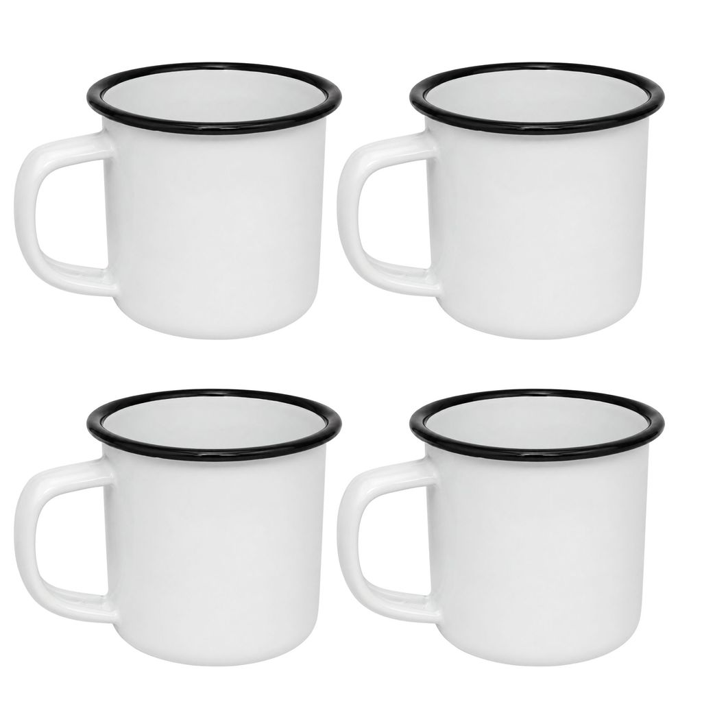 Kit 4 Caneca Esmaltada Branca Retrô 80ml  Tradicional Multiuso