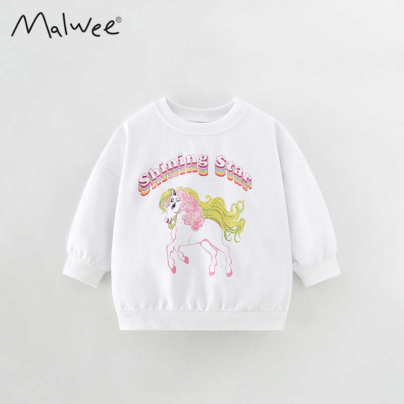 Meninas moletom outono 2026 novo estilo crianças moda influenciador dos desenhos animados impresso branco Casual topo co