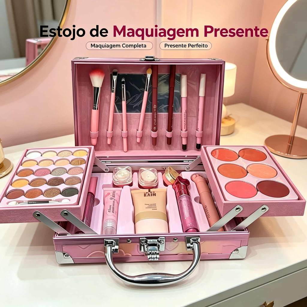 Multifunctional Travel Cosmetic Box Full Face Eye Lip Makeup Collection Holiday Gift For Girls