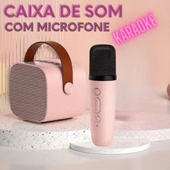 Caixa de Som Karaokê Via Bluetooth Com 1 Microfone Recarregável.