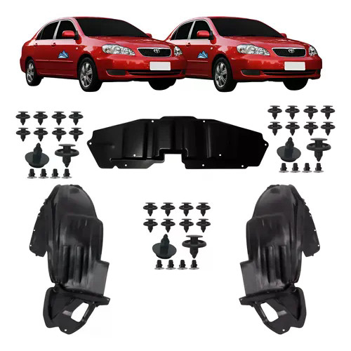 Par de Lameiros + Defletor Corolla 2003 2004 2005 2006 2007 2008 Com Kits de Presilhas/Grampos
