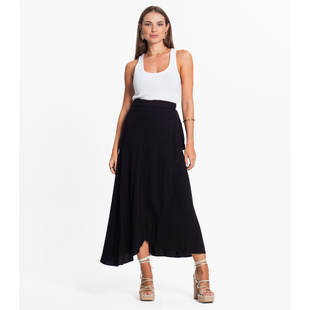 Saia Midi Amarração Envelope Select Preto