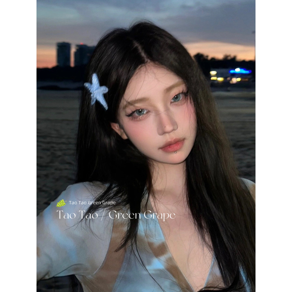 Coreia coreia ins Blogger céu azul estrela do mar grampo de cabelo doce estilo legal férias à beira-mar clipe lateral ge