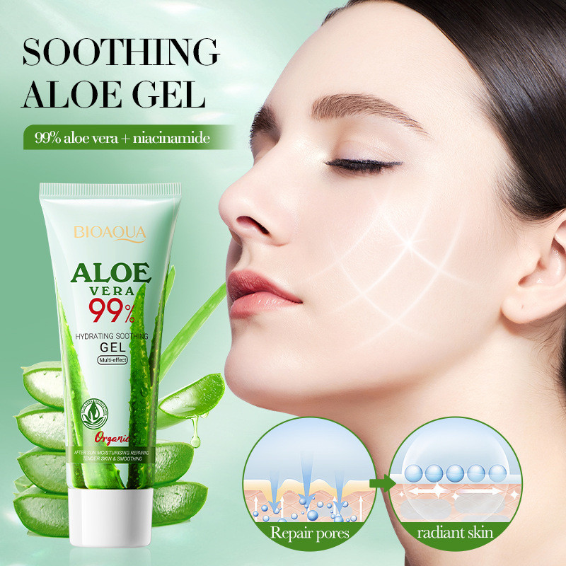 BIOAQUA99% Gel de Aloe Vera Hidratante Calmante Após o Sol Gel Reparador Hidratante Desbotamento Marcas de Acne Creme Hi