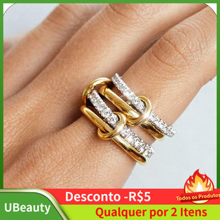 anéis para mulheres, anéis de destaque banhados a ouro 18K, conjunto de anéis empilháveis, anel 4 em 1, anel de polegar 