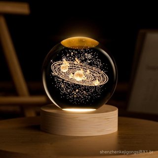 Bola de Cristal 3D do Sistema Solar, Bola Decorativa de Quartzo de 2,4 polegadas, Presentes do Universo, Modelo Espacial