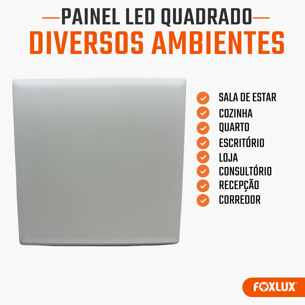Painel LED Quadrado Sobrepor Foxlux 18W 6500K Branco Frio — imagem 2 de 2