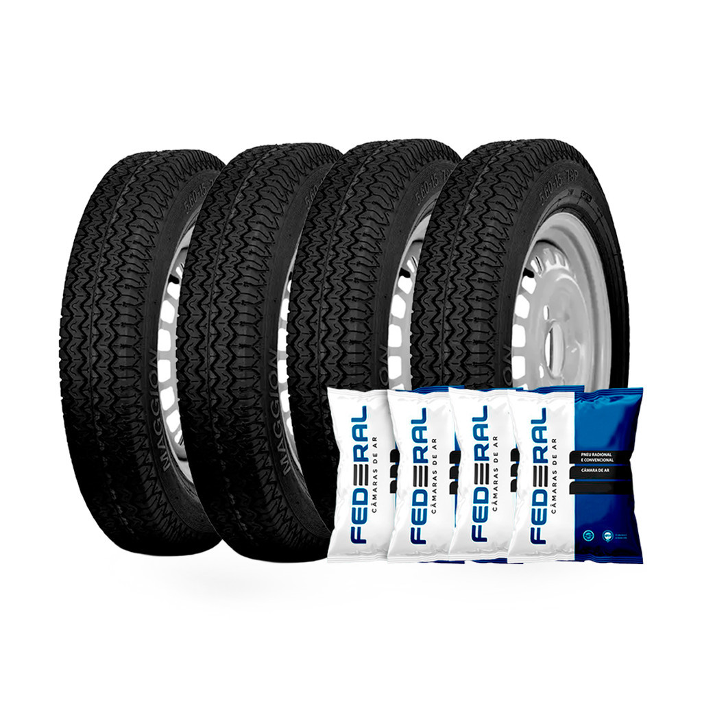 Kit 4 Pneus Fusca Maggion 5.60-15 Falco F2 4 Lonas + Câmara