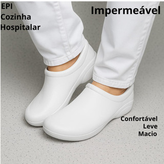 Sapato Enfermeira Fechado Enfermagem Profissional Uniforme Cozinha Babuche Confortável