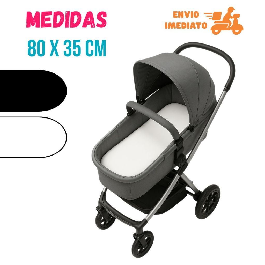 Colchonete Universal para Carrinho Moisés 80x35 - Capa Removível em Algodão