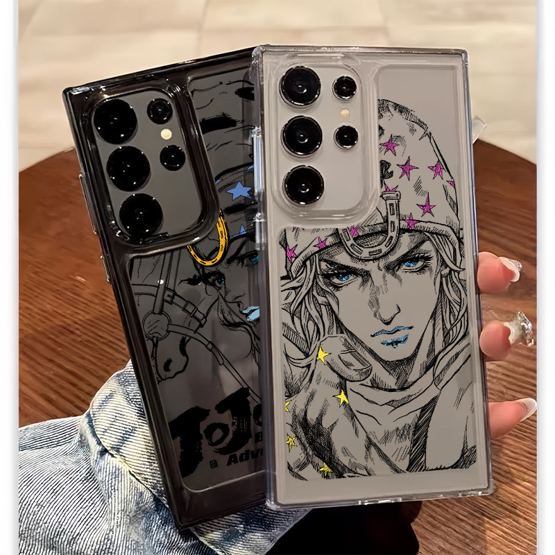 Para Samsung S26 S25 Ultra S24 S25FE A56 S24FE S23 " Jo " Johnny Joestar " Capa Rígida Transparente S22 A17 A16 A15 A72 