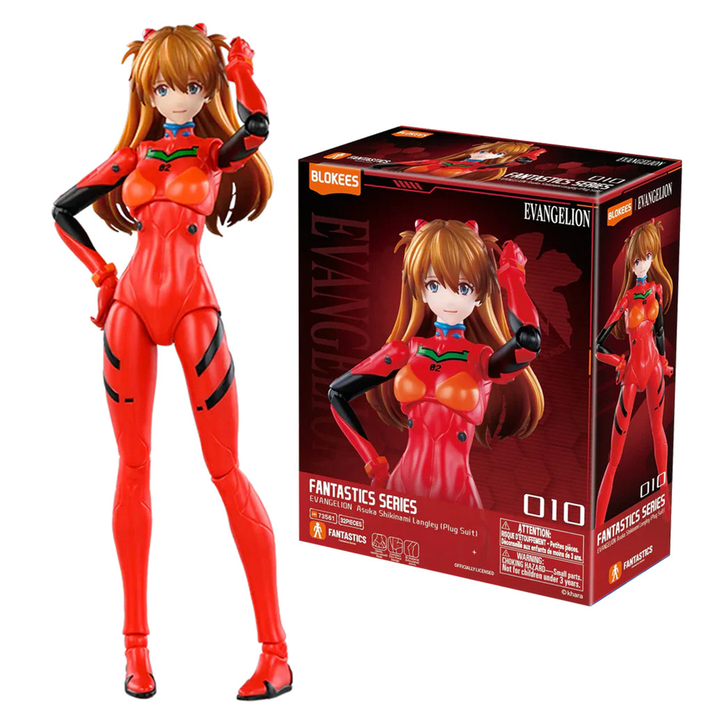 Boneco Articulado Montável Blokees Evangelion Asuka Shikinami Langley Colecionável Model Kit
