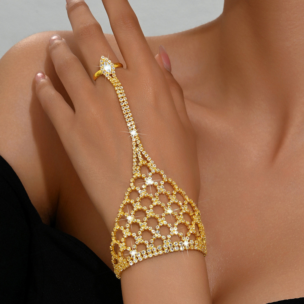 Acessórios de moda europeus e americanos grade exclusiva strass dedo a dedo mão corrente traseira na moda elegante acess