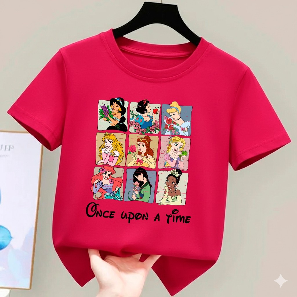 Camiseta 100%Algodão Infantil Feminina Princesas  Estampada  Camiseta macia leve ótima qualidade