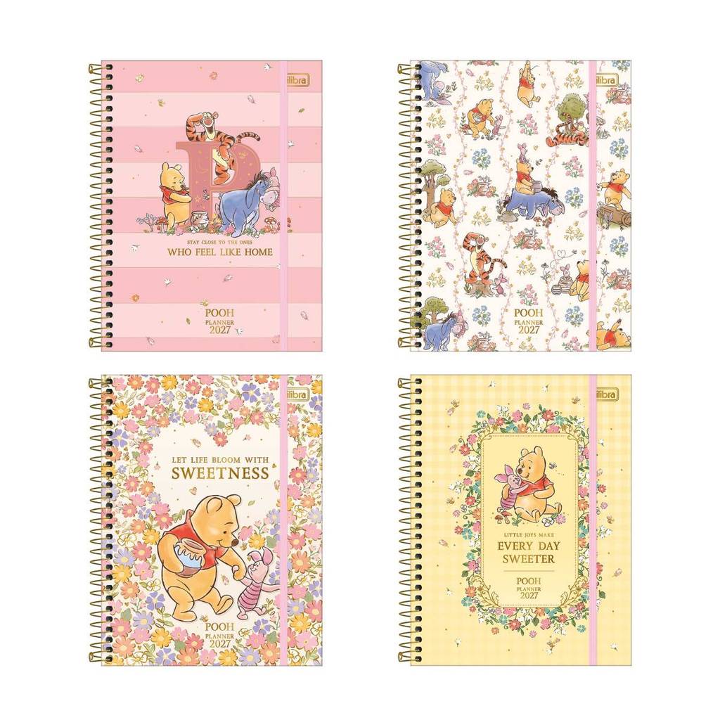 Agenda planner espiral semanal Pooh 2027 Tilibra
