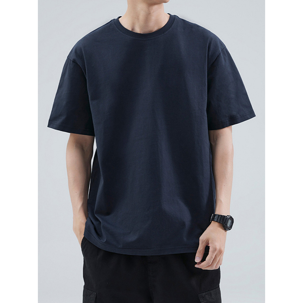 Camiseta Masculina Algodão, Camiseta Casual de Cor Sólida Simples e Confortável Ideal Para Passeios e Academia