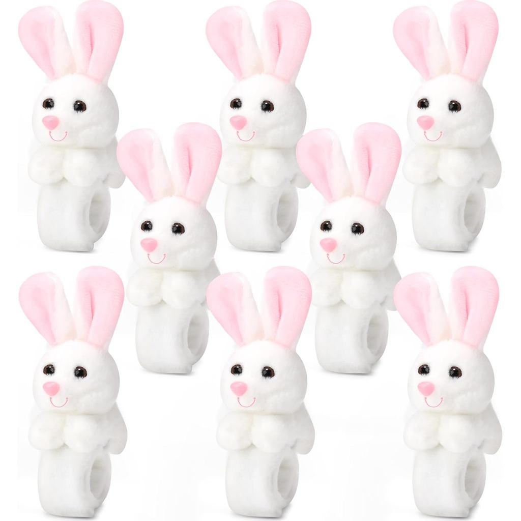 Lenwen 8 Peças Pulseiras de Pelúcia de Coelho para Crianças, Pulseiras de Encaixe de Animais de Pelúcia para Páscoa, Pul