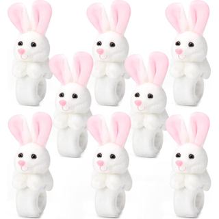 Lenwen 8 Peças Pulseiras de Pelúcia de Coelho para Crianças, Pulseiras de Encaixe de Animais de Pelúcia para Páscoa, Pul