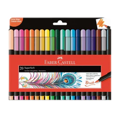 Caneta hidrográfica Supersoft Brush 20 cores 150720SOFT\356620 Faber-Castell